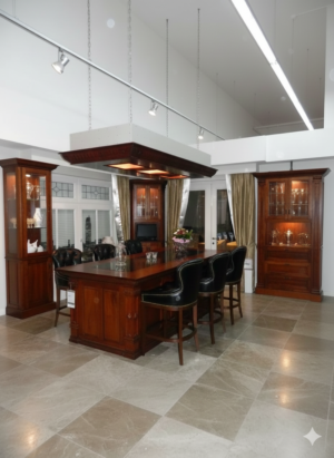 Kücheninsel mit Deckenelement Teakholz 2,60 m