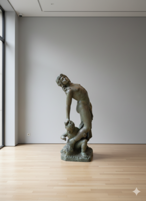 Skulptur Figur Frau mit Kind Bronze 1,08 m