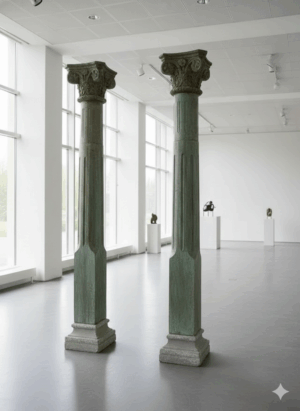 Säule Pfeiler 1850 Teakholz Sandstein