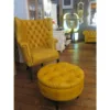 Chesterfield Hocker Gelb Ø 0,65 m