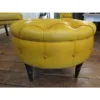 Chesterfield Hocker Gelb Ø 0,65 m – Bild 2