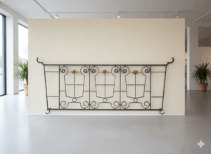 Zaunelement 2,69 m Jugendstil 1920 Schmiedeeisen