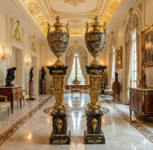 Säulen mit Vasen Marmor Schwarz 1,81 m