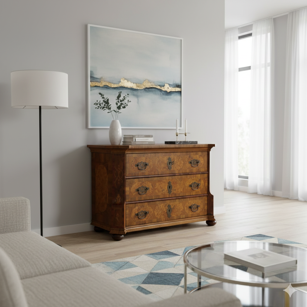 Kommode Barock 1840 Nussbaum – Bild 2