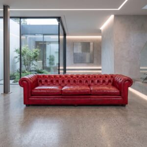 Chesterfield Sofa Couch Leder Rot 2,80 m