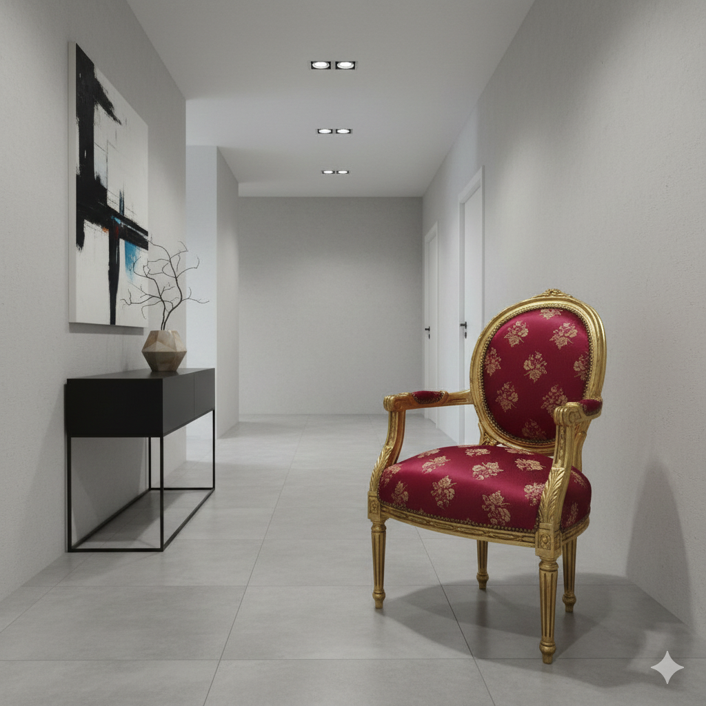 Barockstuhl Rot-Gold – Bild 2