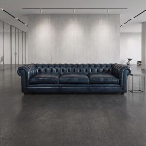 Chesterfield Sofa Couch Leder Blau 2,80 m