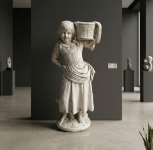 Dekoration Beton Bauernmädchen mit Korb 1,08 m