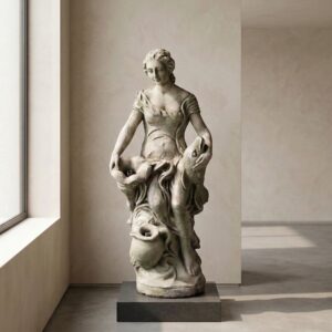 Wasserspeier Beton Frau mit Fisch 1,00 m