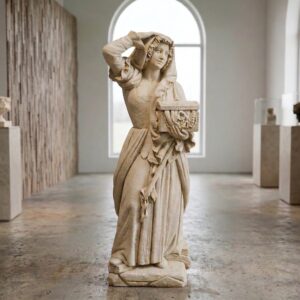 Wasserspeier Beton Frau mit Schmuckkästchen 1,42 m