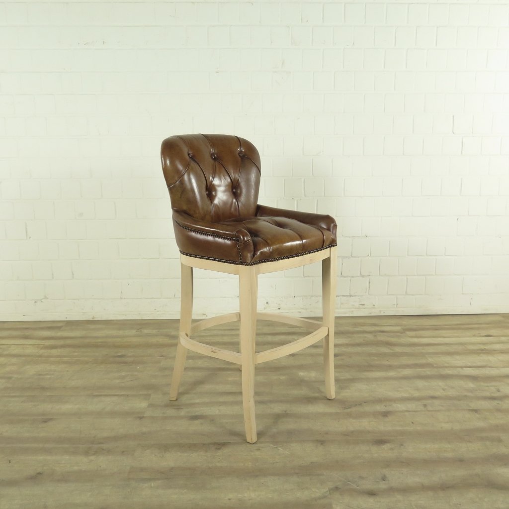 Chesterfield Barhocker Barsessel Leder Braun – Bild 5