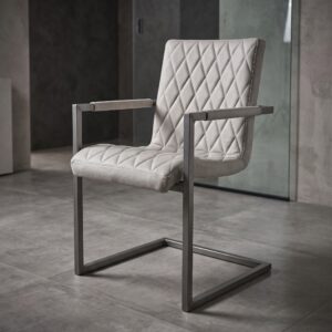 Stuhl Industrial Design Leder Weiß