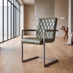 Stuhl Industrial Design Leder Lagunen Grün