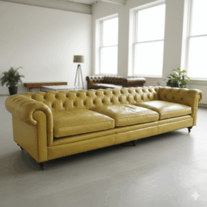 Chesterfield Sofa Couch Leder Gelb 3,20 m