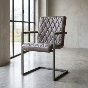 Stuhl Industrial Design Leder Grau