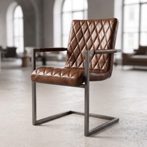 Stuhl Industrial Design Leder Camel