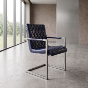 Stuhl Industrial Design Leder Indigo-Blau