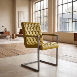 Stuhl Industrial Design Leder Gelb