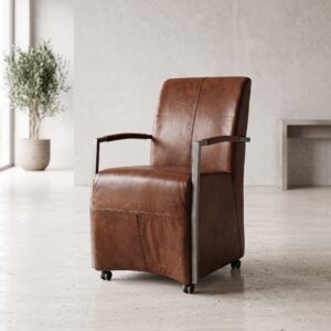 Stuhl / Sessel auf Rollen Cognac
