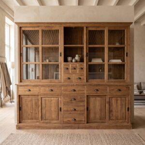Vitrine Bücherschrank Teakholz 2,50 m
