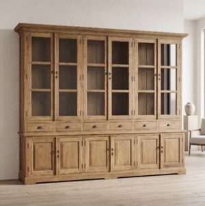 Vitrine Bücherschrank Teakholz 2,61 m