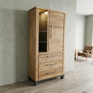 Vitrine Schrank Teakholz 0,95 m