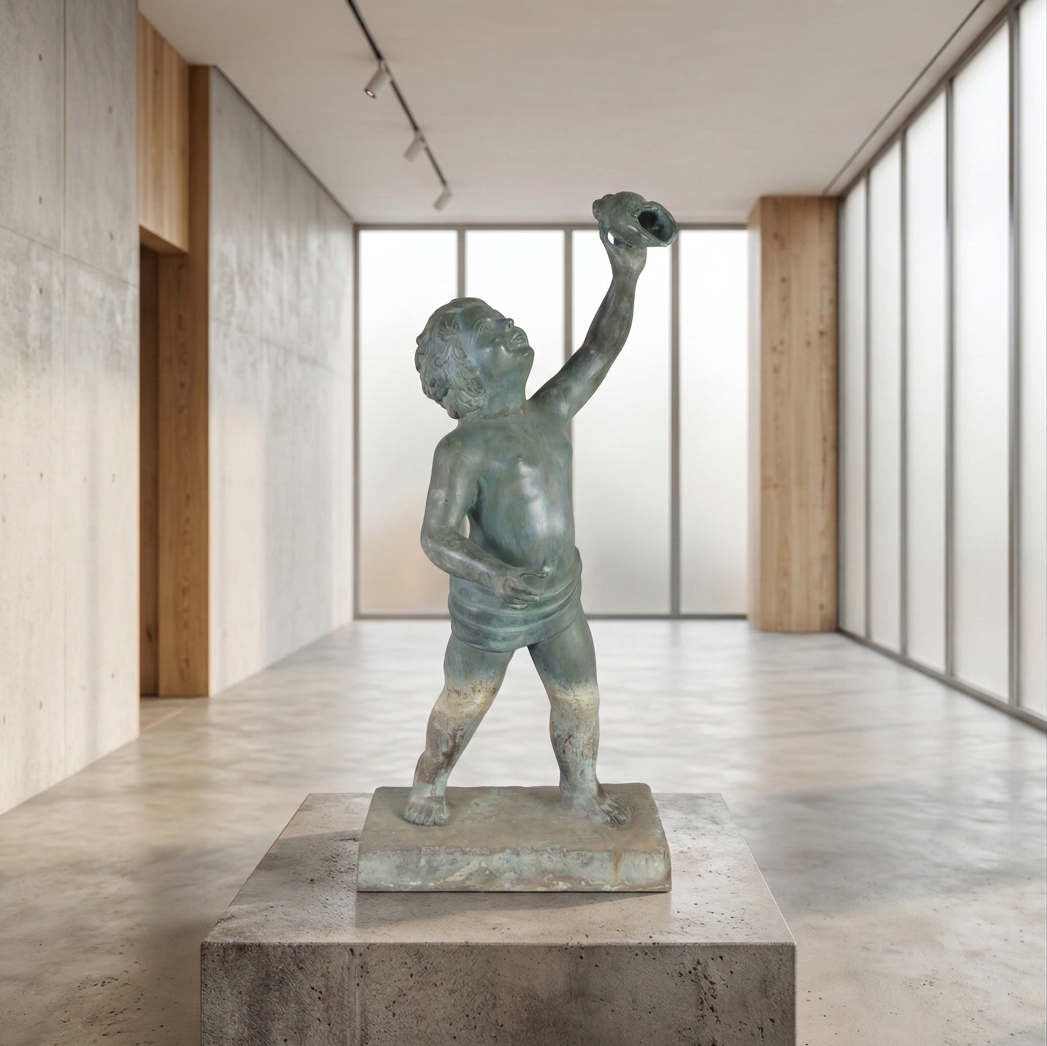 Wasserspeier Wasserspiel Putte mit Muschel Bronze 0,87 m – Bild 2