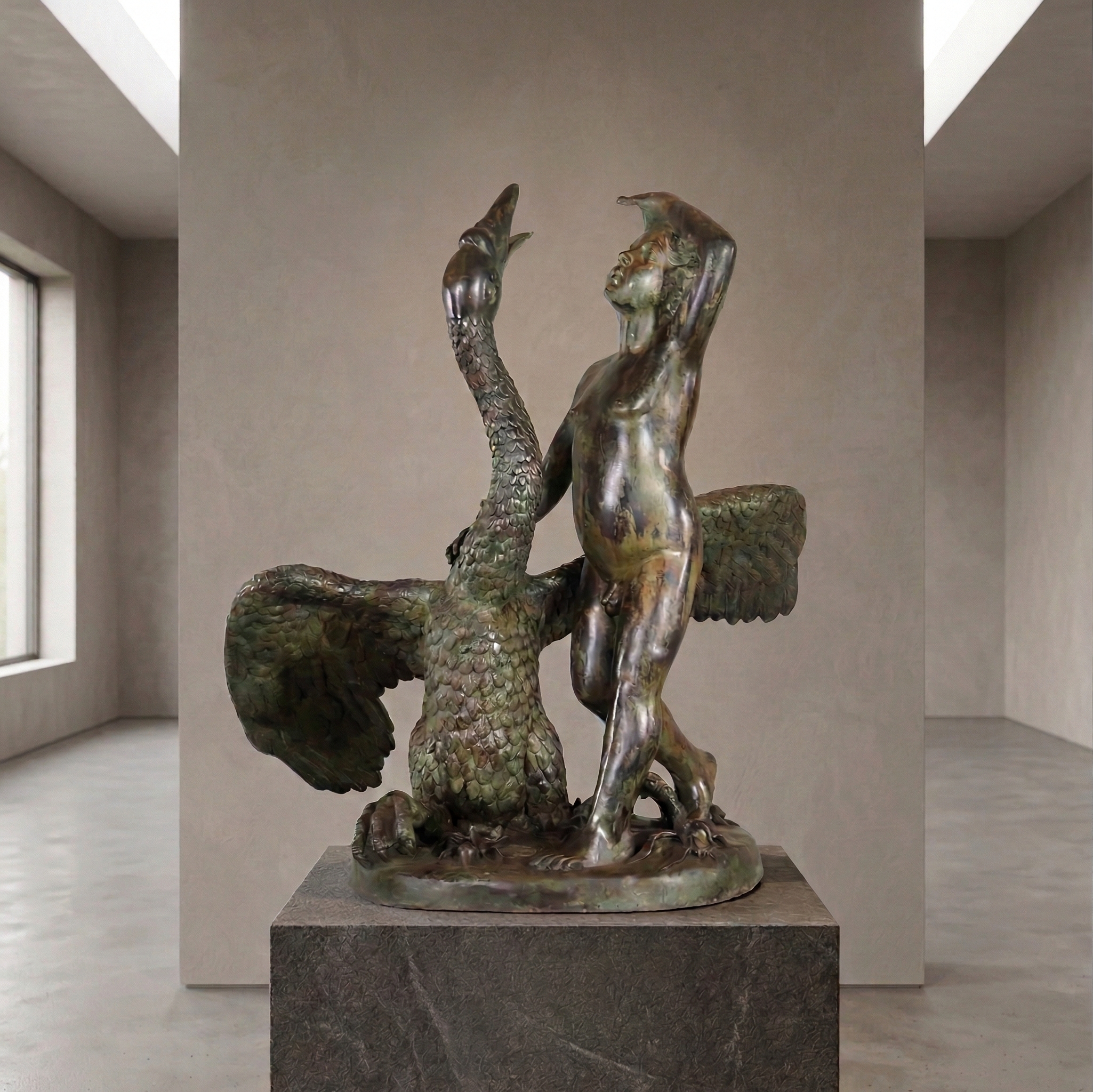 Wasserspeier Wasserspiel Putte mit Schwan Bronze 0,94 m – Bild 2