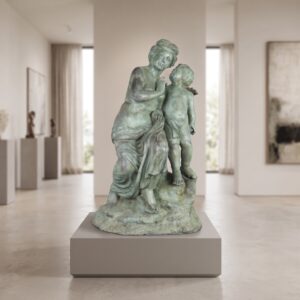 Skulptur Dekoration Frau mit Kind 1,06 m Bronze