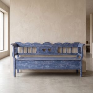 Truhenbank Holzbank Jeansblau 2,15 m