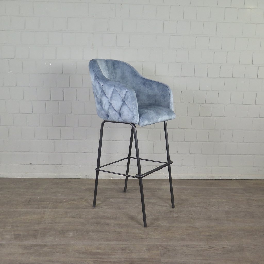 Barhocker Barstuhl Blau Velour – Bild 5