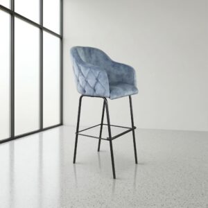 Barhocker Barstuhl Blau Velour