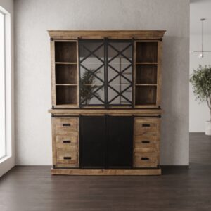 Bücherschrank Vitrine Mangoholz 1,60 m