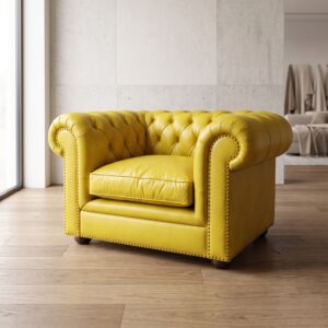 Chesterfield Sessel Leder Gelb