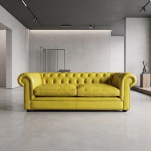 Chesterfield Sofa Leder Gelb 2.10 m