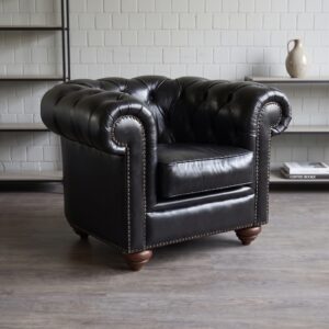 Chesterfield Sessel Leder Schwarz