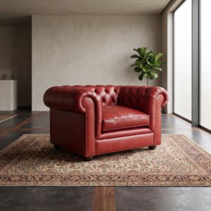 Chesterfield Sessel Leder Rot
