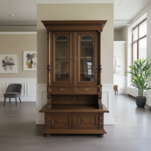 Vitrine mit Truhe Geschirrschrank Gründerzeit 1880 Eiche