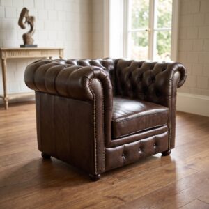 Chesterfield Sessel Leder Braun