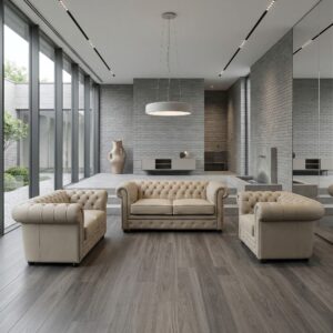 Chesterfield Couchgarnitur Sand 2,5-2-1 PU-Leder