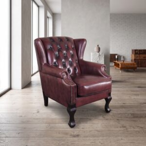 Chesterfield Sessel Leder Rotbraun