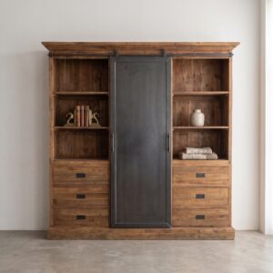 Vitrine Bücherschrank Teakholz 2,25 m