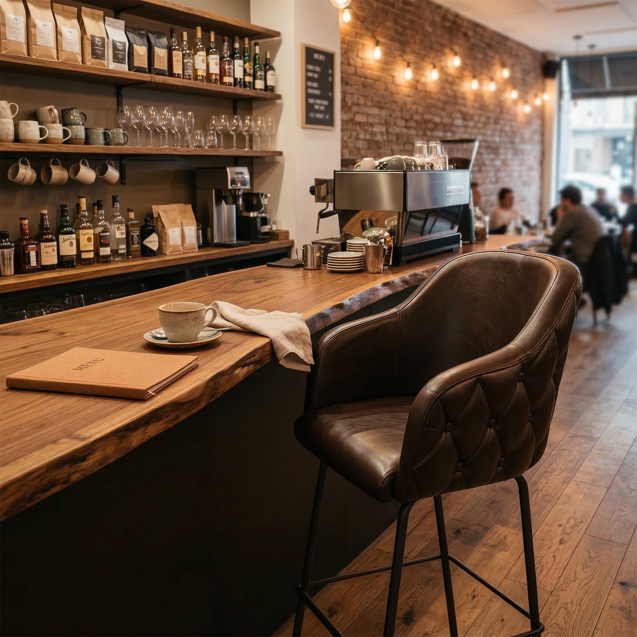 Barhocker Barstuhl Braun Leder – Bild 2