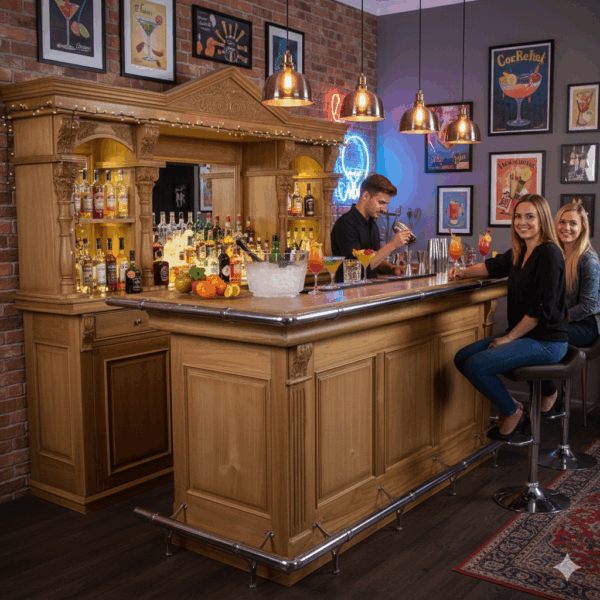 Englische Bar Theke Teakholz 2,30 m – Bild 2