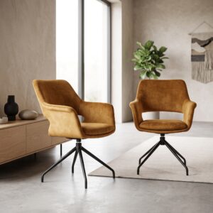 Retro Design Stuhl Esszimmerstuhl Senfgelb Setpreis