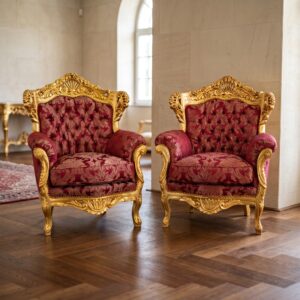 Barocksessel Königssessel Rot-Gold Setpreis