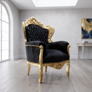 Barocksessel Königssessel Schwarz-Gold