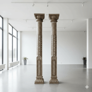 Säulen Säule Pfeiler 1910 Teakholz Set