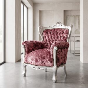 Mini Barocksessel Königssessel Flieder-Silber