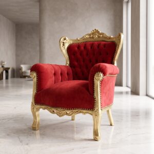 Mini Barocksessel Königssessel Rot-Gold